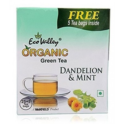 Eco Valley Green Tea, Dandelion & Mint, 25 Tea Bags(Free 5 Tea Bags Inside)