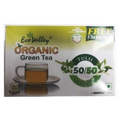 Eco Valley Organic Green Tea, Tulsi Green Tea(Free 5 Tea Bags Inside)