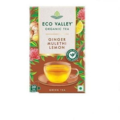 Eco Valley Organic Green Tea, Ginger, Mulethi & Lemon